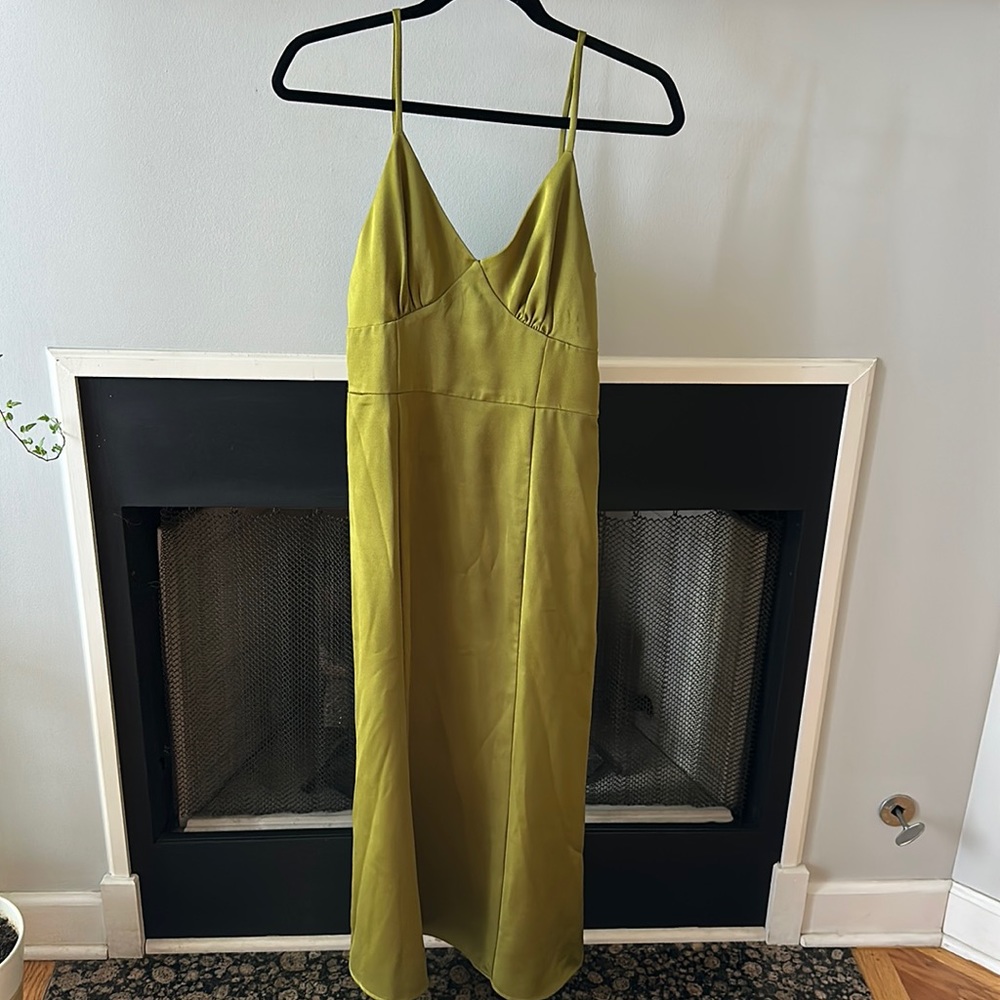 Olive Green Satin Dress